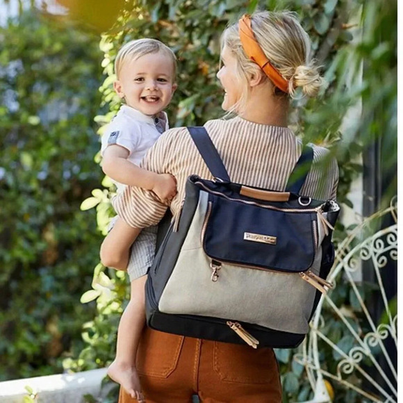 Petunia Pickle Bottom Handbags - PETUNIA PICKLE BOTTOM | Colorblock Pivot Backpack/Tote Black Sand Changing Pad